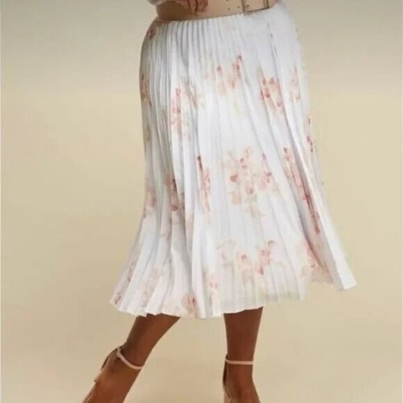 Lane Bryant Dresses & Skirts - NWT Glamour Lane Bryant Pleated Floral Midi Skirt White Plus Size 22/24 H13577